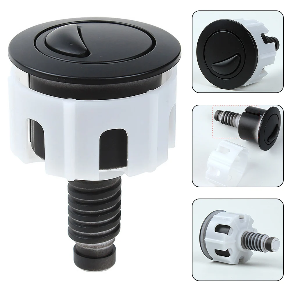 Description Picture 2 of itemToilet Push Button ABS Dual Flush Water Saving Chrome For Cistern Tank 38-49mm Black Home Improvement Hardware