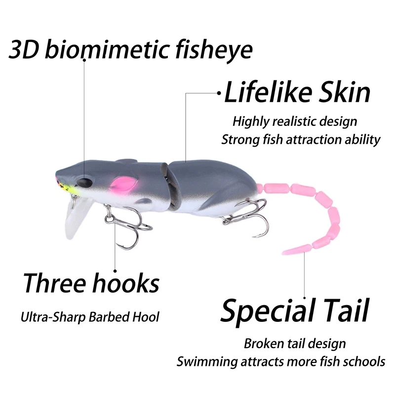 1/3pcs Mouse Fishing Lures 3d Swimbait Rat Pike Bass Minnow Floating Baits Fishing Lure Jointed Lure Fishing Accessories