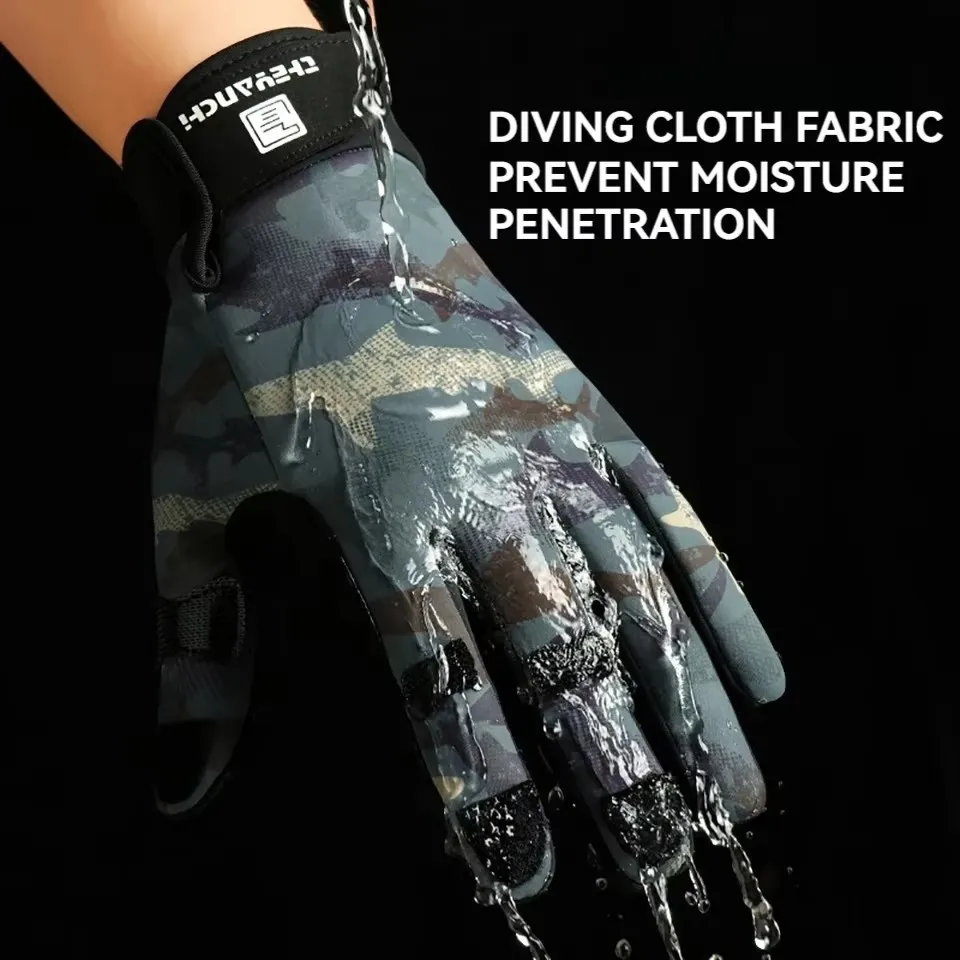 1Pair Winter Fishing Gloves Touch Screen Thickened Silicone Anti-slip Waterproof Wear-resistant Flip Finger Bike Gloves fishing gloves cycling gloves