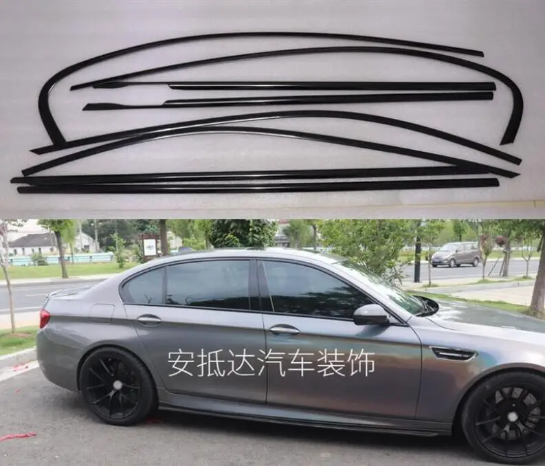 

Black Full Window Sill Door Frame Center Pillars Molding Trims Cover For BMW 5 Series F10 2010-2016