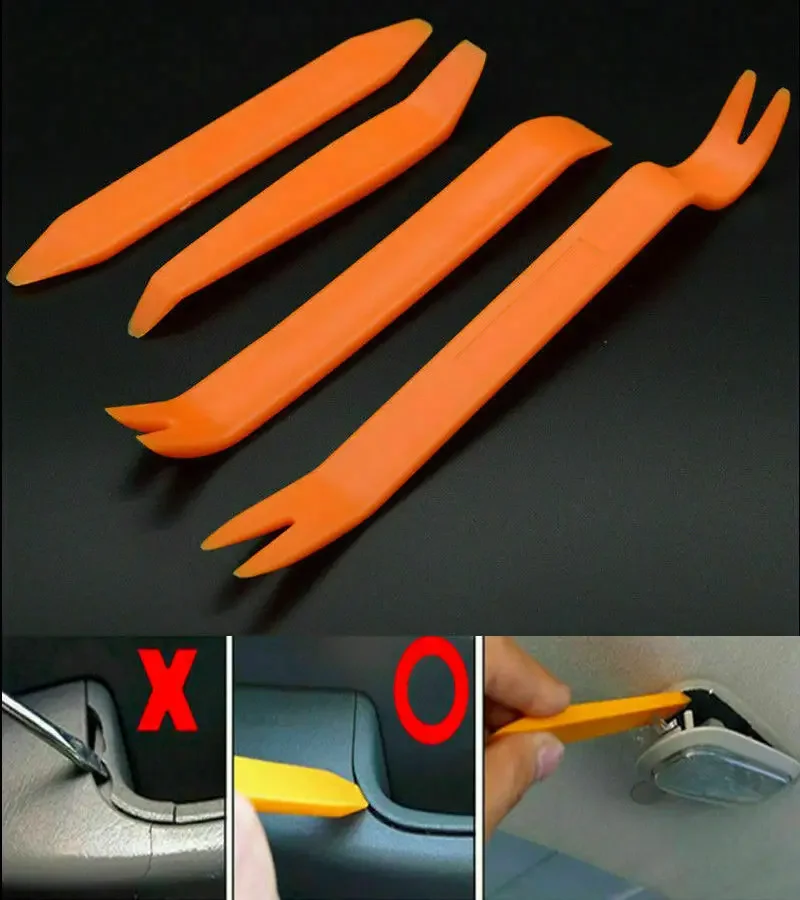 4X CAR TRIM REMOVAL TOOL KIT PANEL DOOR PRY DASH PLASTIC INTERIOR RADIO CLIP SET - Image 2