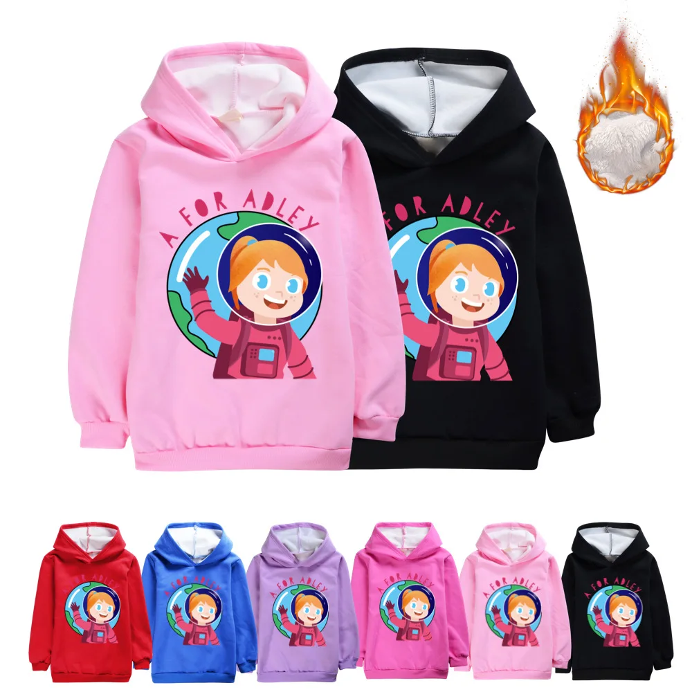 

Зимний бархатный теплый пуловер для подростков A для Adley, детская одежда, детская толстовка, свитшот для девочек и мальчиков, топы с длинным рукавом и принтом