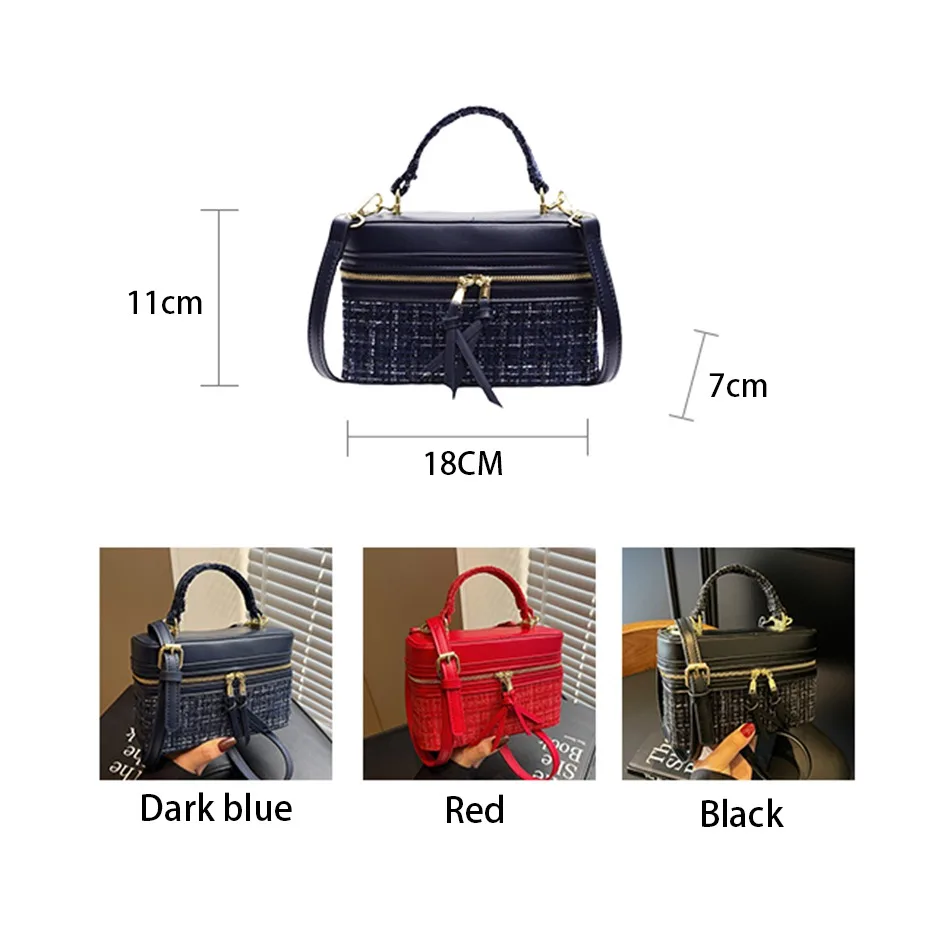 Vintage Woolen Box Women Handbags Luxury Designer Shoulder Crossbody Bags for Women 2025 New Square Chains Sling Bag Clutch Lady 5