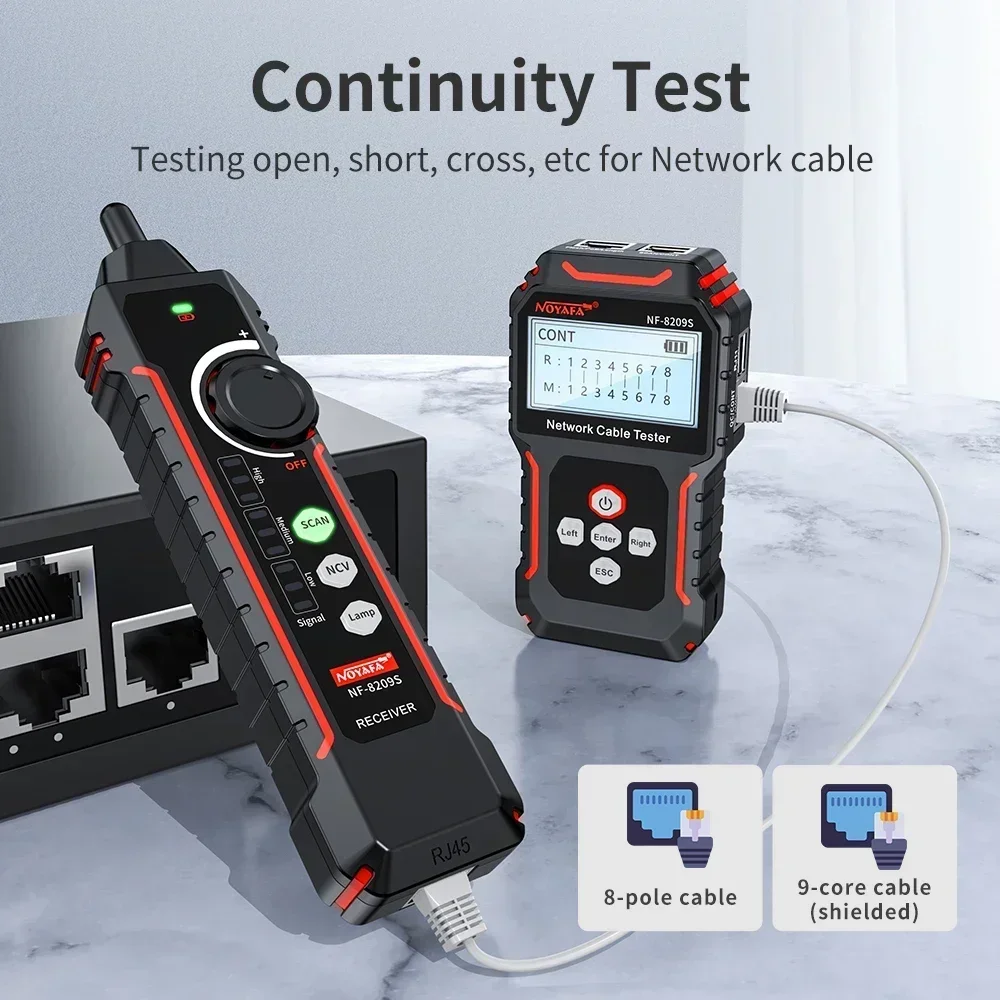 Noyafa NF-8209S Network Cable Tester Measure Length POE LAN Cable Test LCD Display Scan Wiremap Wire Tracker Network Tools