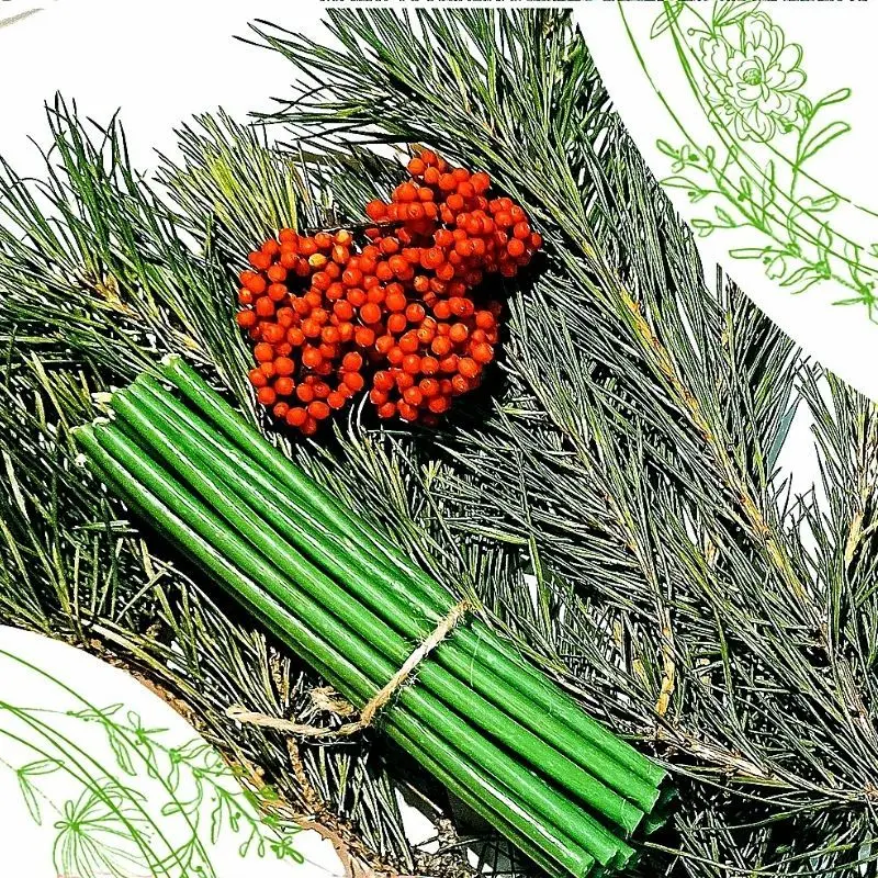 Сandles wax set of 10 PCs aroma stick candle honey flavor holder author's Kraft handmade colorful New Year 2022 green white candelabra for house