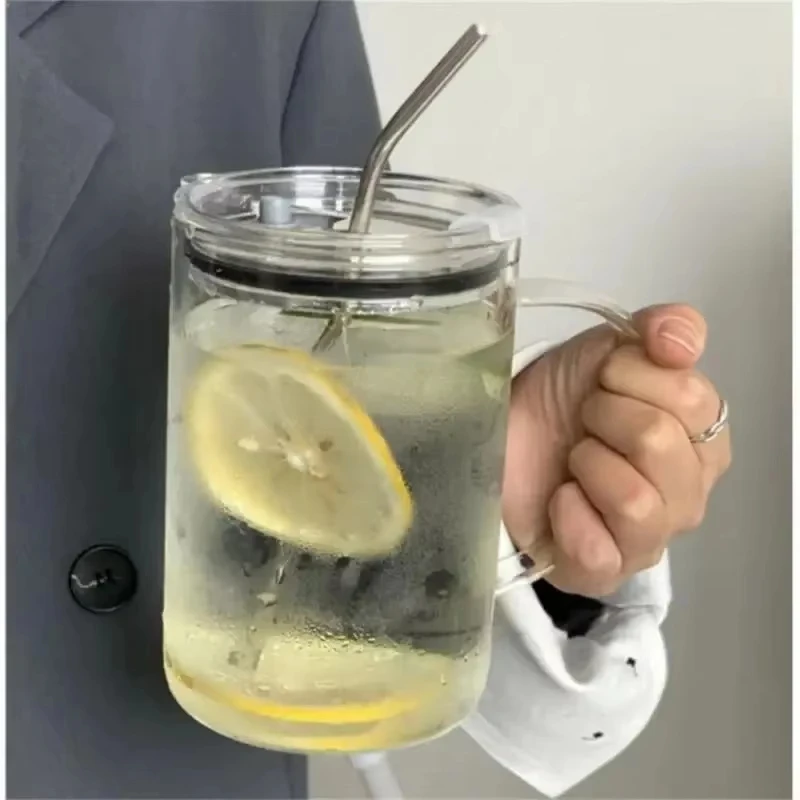 1L Glass Tumbler with Lid and Straw - Versatile Glass Cup