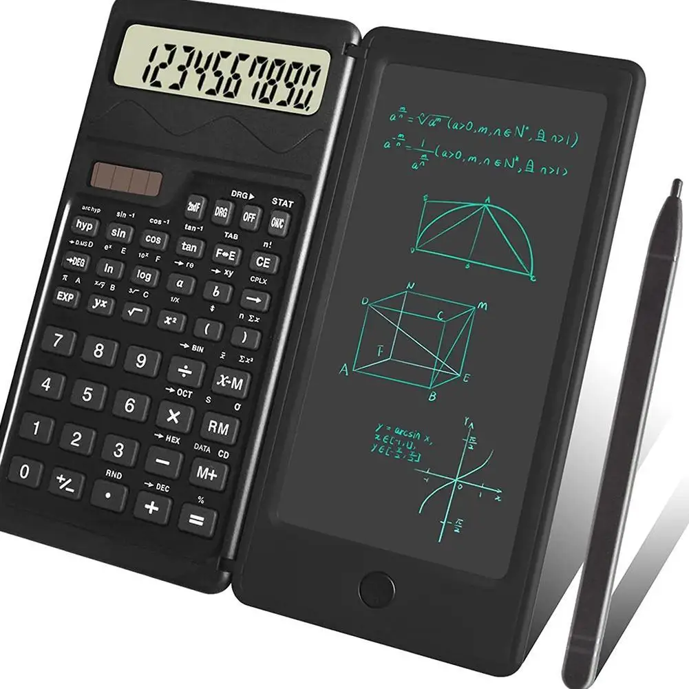 Foldable Calculato & 6 Inch LCD Writing Tablet Digital Drawing Pad With Stylus Pen Erase Button For Office Students Kid Business