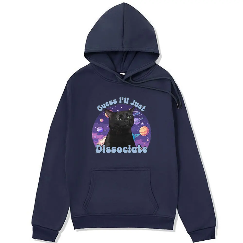 Black Cat Funny Meme Graphic Print Hoodie Male Hip Hop Oversized Sweatshirt Fashion Cute Harajuku Pullover Oversized Streetwear