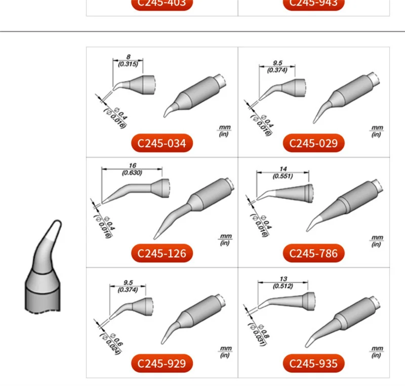C245-938/939/943/944/945/951/957/966 Soldering Iron Tips for JBC SUGON AIFEN A9pro