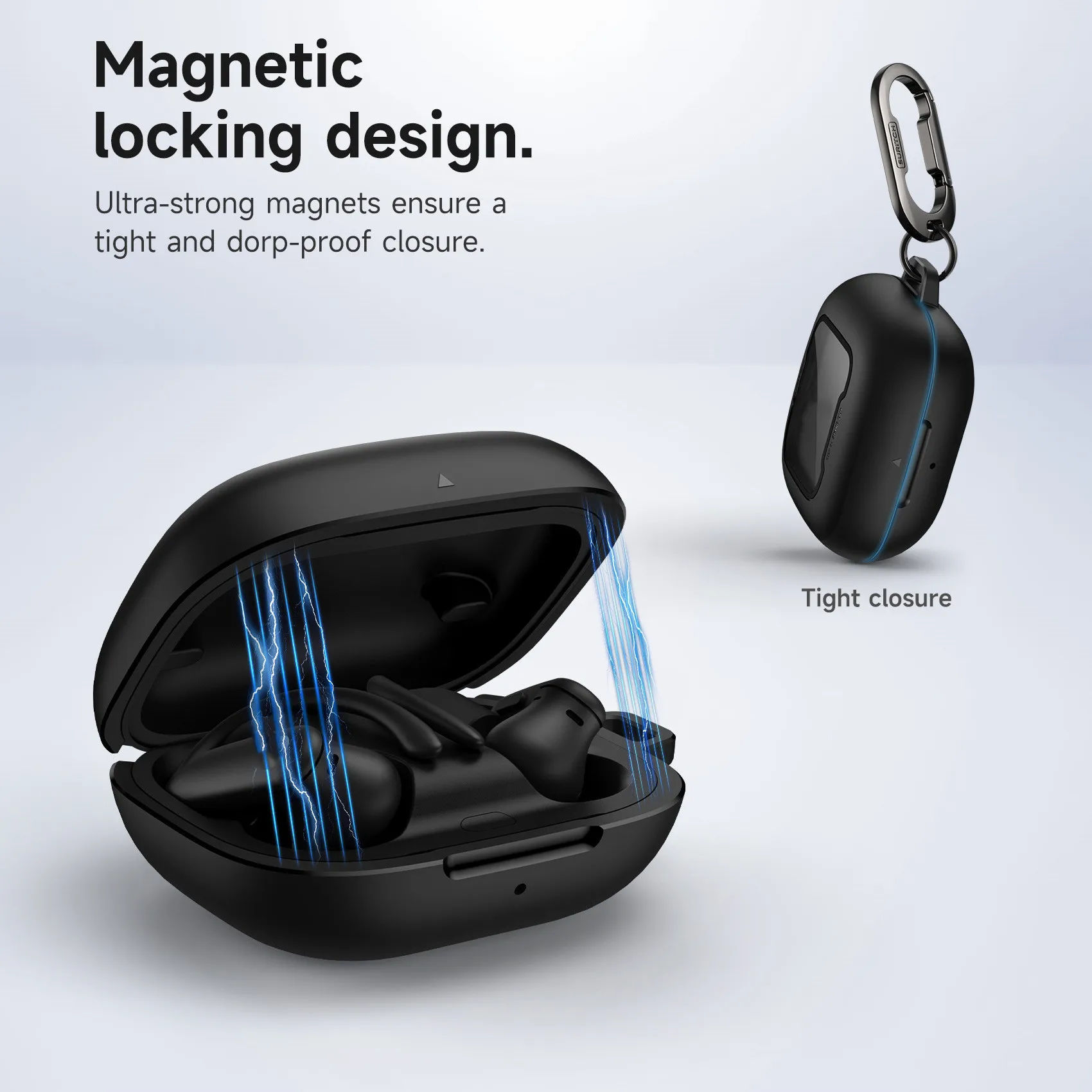 Magnetic Locking Shockproof Protective Case with Carabiner & Keyring