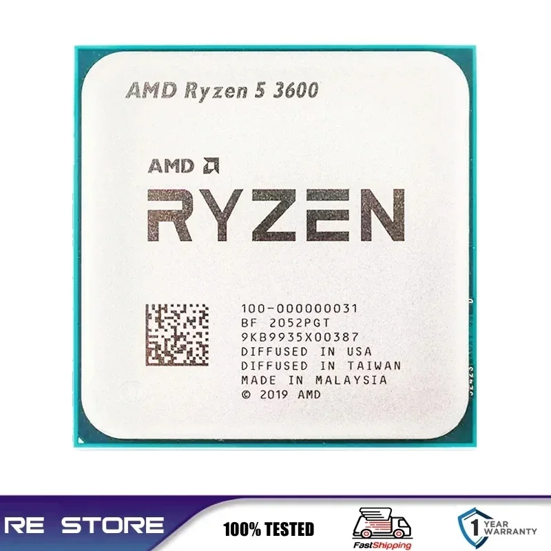 AMD Ryzen 5 3600 R5 3600 가성비 게이밍 CPU 6코어 12스레드 4.2GHz 32MB 캐시 AM4 7nm 65W 데스크탑 프로세서