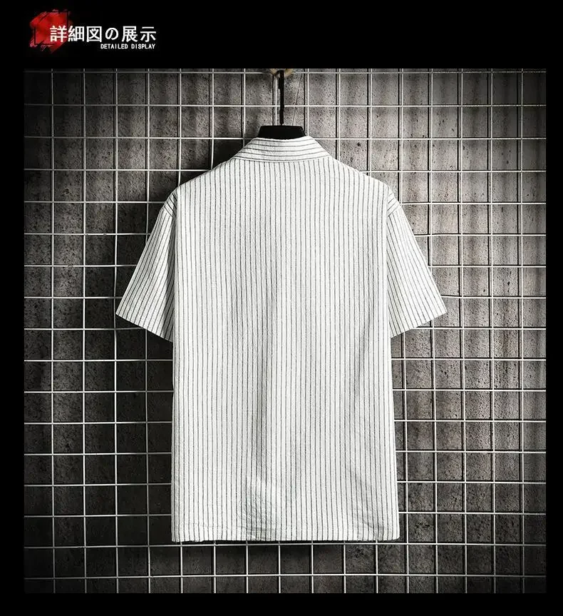 Men's Clothing Summer Vertical Striped Workwear Short Sleeve Polo Shirt Loose Fit American Retro Half Sleeve Top Solid Color 11 S11a5ddc5e255462e8ef060149de7c9c7w