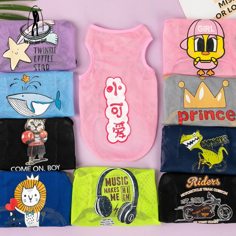Cute Pet Dog Clothes Summer Thin Mesh Dog Cat Vest Cat Teddy Pomeranian Pet Puppy Traspirante Cool Clothing Dog Costume