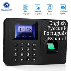 2.4 Inch LCD Biometric Fingerprint Password Attendance Machine System USB Recorder Time Clock For Employees Russian English