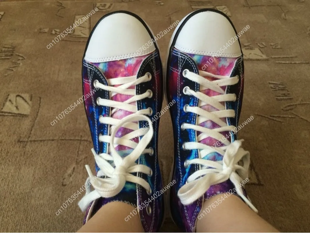 Pink Galaxy Rose Printing Women's Shoes Causal Winter Vulcanize Shoes Girls High Top Canvas Sneakers Black Calzado Mujer