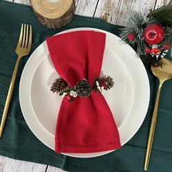 Set of 6 Festive Cotton Cloth Napkins (6PCS Christmas Red)