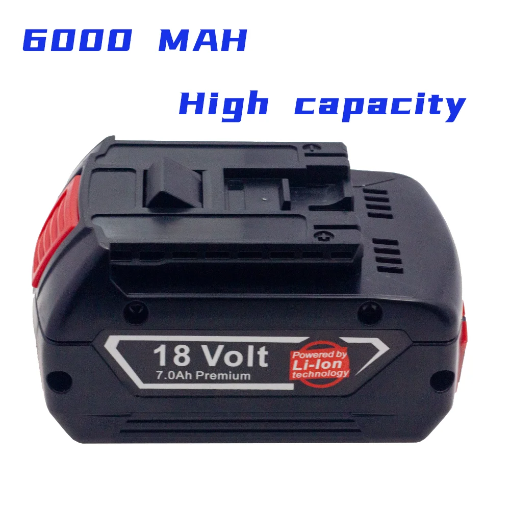 For Bosch 18V 6.0AH Replacement AL1860 BSH PLH RHS GSB GCB GDX GHO GKS GSA Electric Drill Wrench Lithium Ion Battery Charger Set