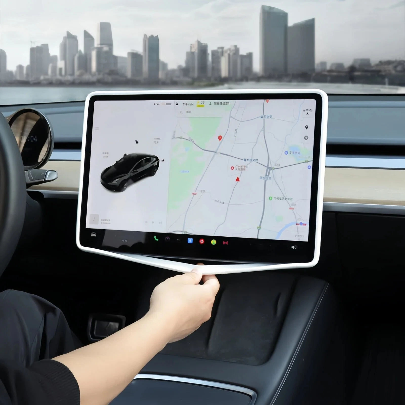 For Tesla Model YL/3 Highland/ Y Juniper Silicone Screen Frame, Display Edge Body Cover, Central Control Bezel Prote