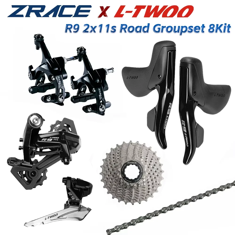 LTWOO R9 2x11 Speed, 22s Road 8Kit, ZRACE Brake + Cassette + Chains + Shifter + Rear Derailleurs + Front Derailleurs, 5800, R700
