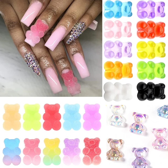 20PCS/Lot Big 3D Bear Nail Charms, Kawaii Neon Candy Gummy Acrylic Resin Bear  Nail Charms Pendants For Nail Art Designs 12*17mm - AliExpress