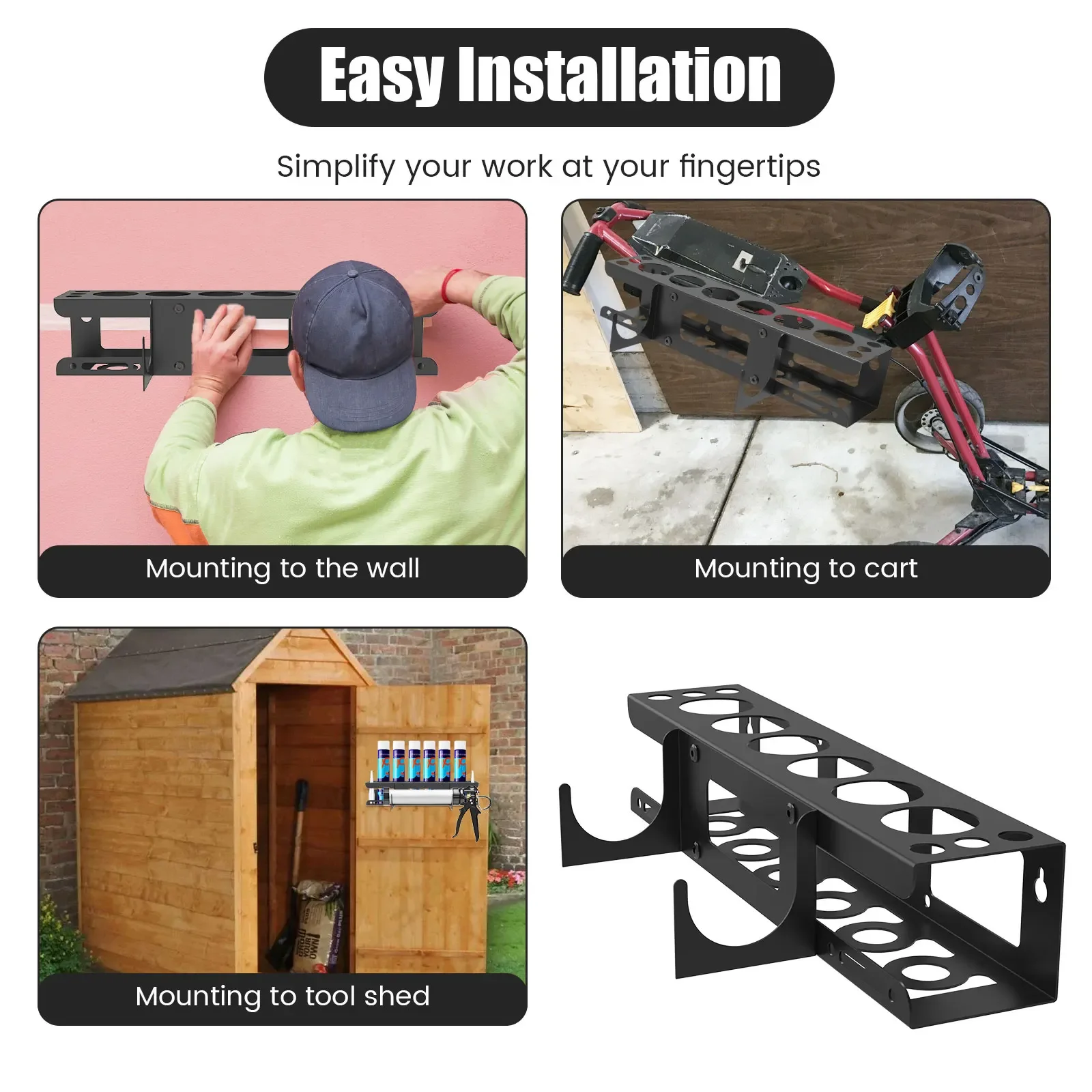 Caulking Tool Organizer Wall Mounted Storage Rack 6 Rack Holds For Garage & Workspace