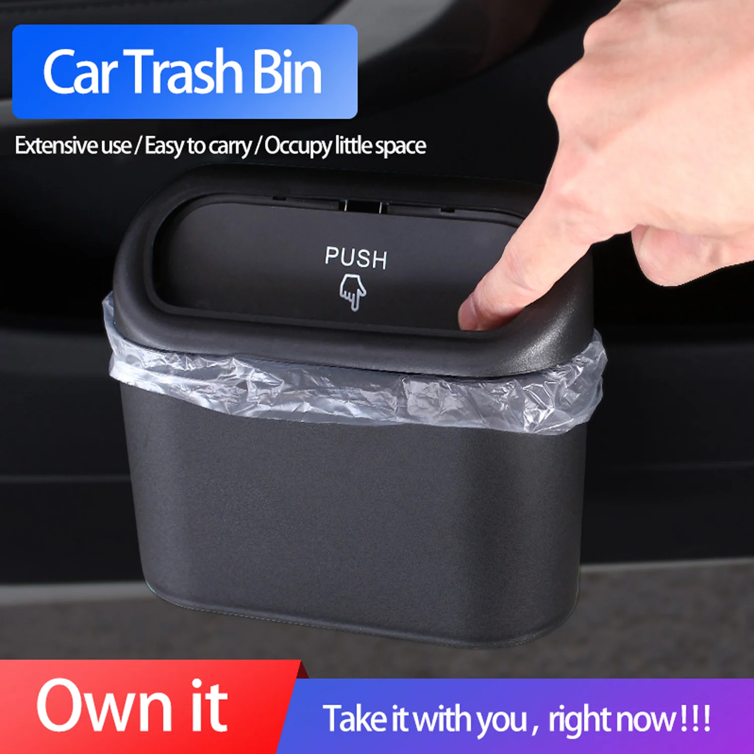 Portable Car Trash Can Hanging Mini Vehicle Garbage Organization With Lid  Multifunctional Folding Automotive Garbage Storage Box