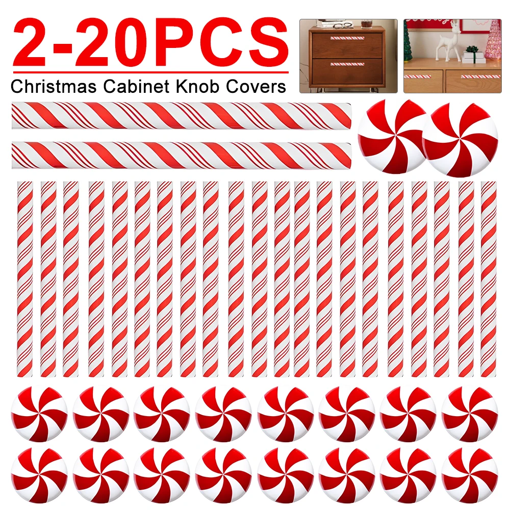 2-20PCS Christmas Knob Covers Creative Cabinet Dresser Pulls Christmas Drawer Knobs Microwave Oven Door Handle Protection Cover
