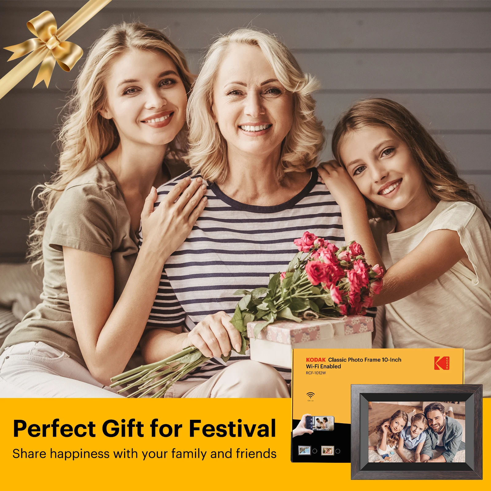 【1 Year Warranty】 Kodak 10 Inch Digital Picture Frame, 800*1280 HD Touch Screen with 16G Memory,Full Function Electronic Album