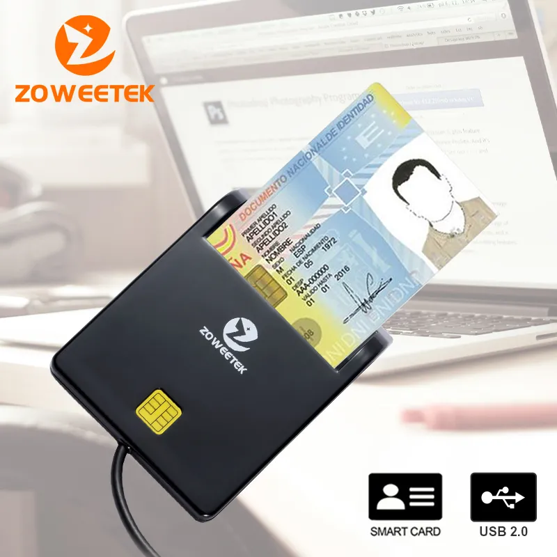 Zoweetek USB ID Smart Card Reader Electronic DNI Reader for ISO 7816 EMV IC  DNIE Chip DNI Smart Card ZW-12026-1