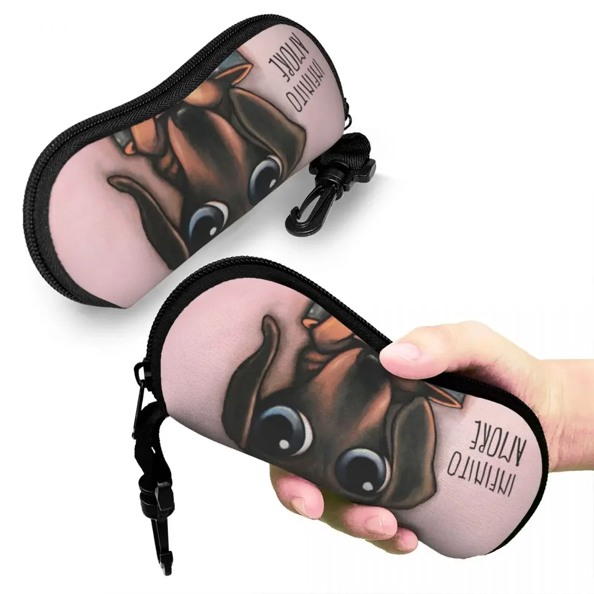 Dachshund Inside Sunglasses Soft Case Neoprene Zipper Badger Dogs Shell Eyeglass Case Box For Glasses