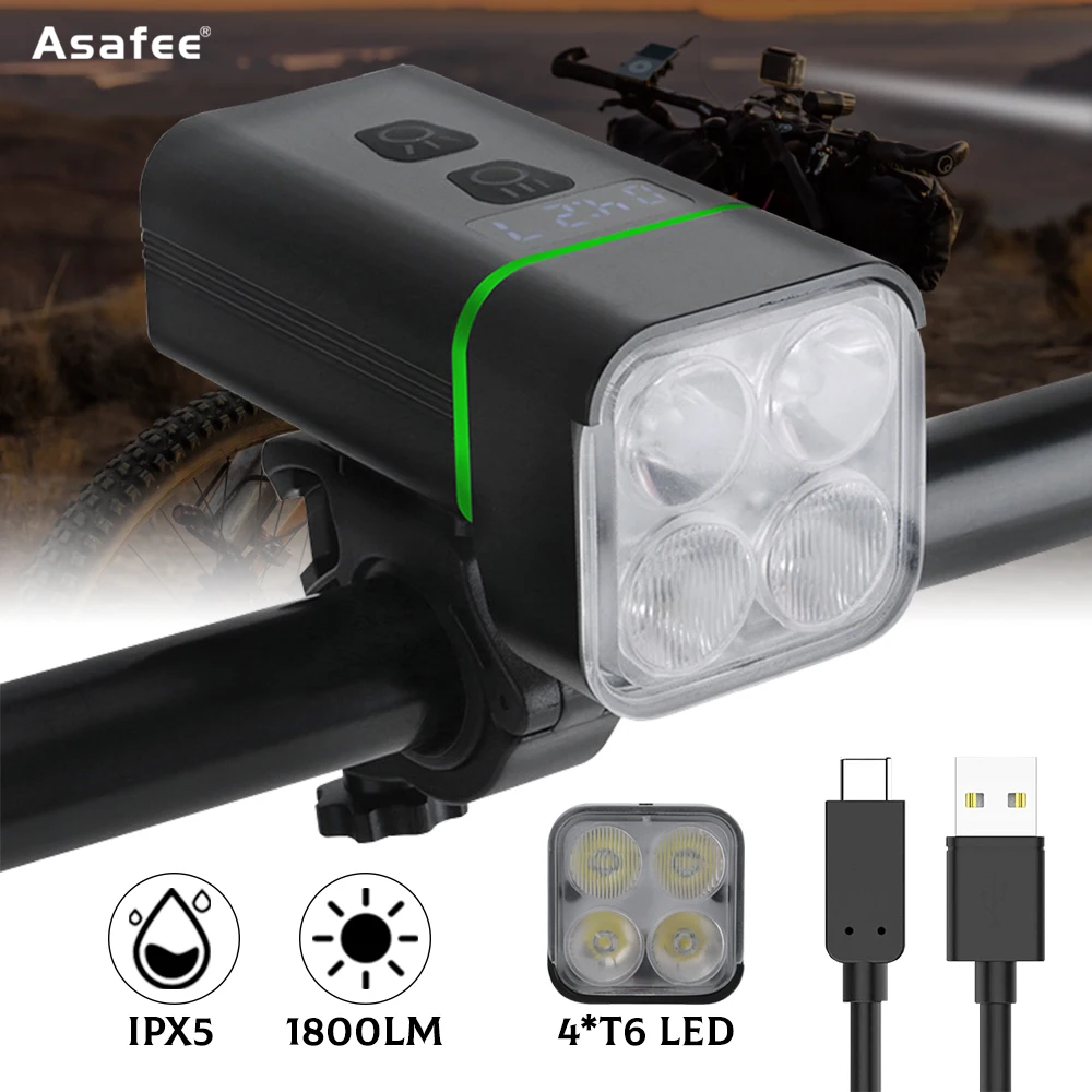 

Bicycle Light 4T6 Super Bright Rechargeable Bicycle Headlight Far And Near Light Adjustment Night Riding Light