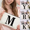Black Initial Letter Custom Name Cosmetic Bag Women Neceser Makeup Bag Zipper Pouch Travel Toiletry Organizer for Wedding Party 1