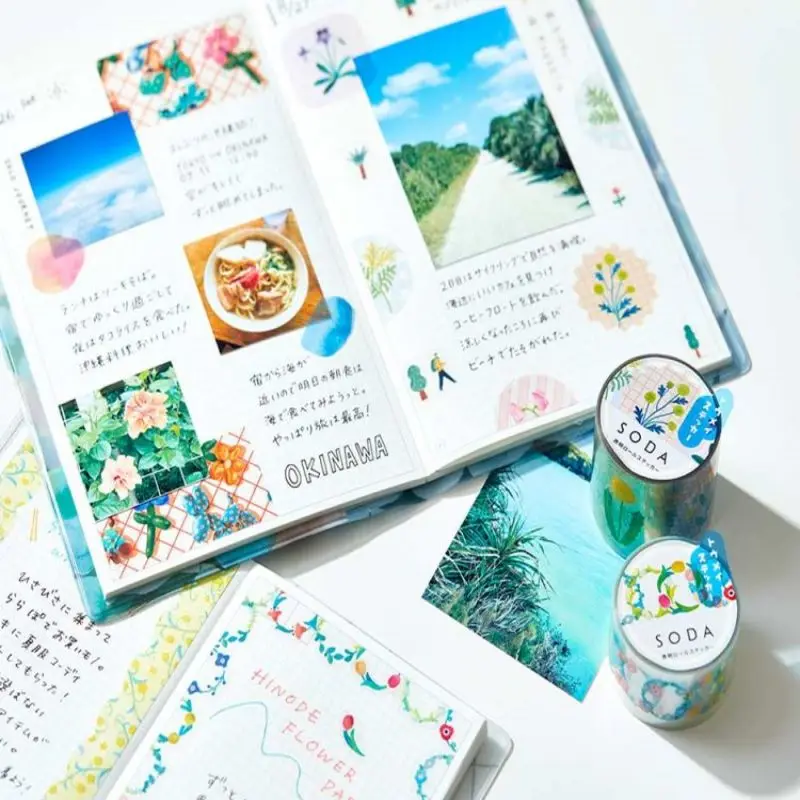 60-90 Pcs/롤 스티커 유형 투명 PET Washi 테이프 스크랩북 재료 동물 꽃 마스킹 테이프 장식 문구