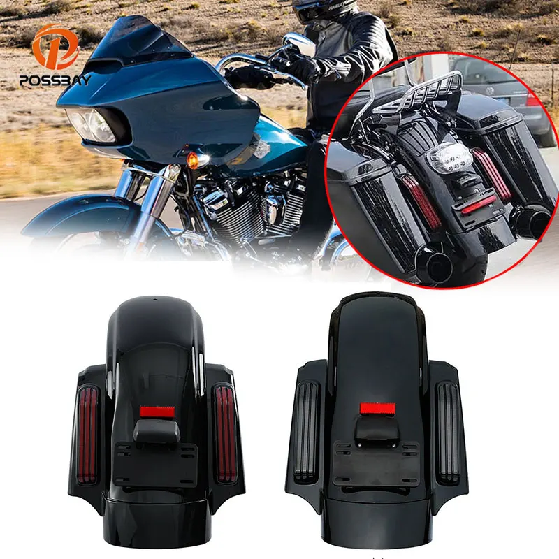 

LED Motorcycle Rear Fender System Extension Fascia Set For Harley Touring Road King Street Glide Ultra Limited 2014-2019 2020