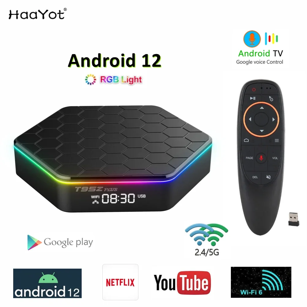 

ТВ-приставка HaaYot Android 12 Wifi6 1080P H.265 4K 60fps 4G 32G 64GB Smart 6k телеприставка 3D медиаплеер