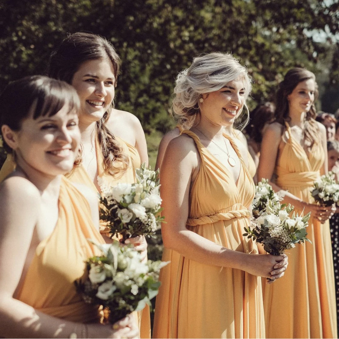 

New Yellow Chiffon Wedding Guest Gown For Women Bridesmaid Dress Sexy V Neck Ruched Vestido Longo Festa De Casamento 2022 Femme