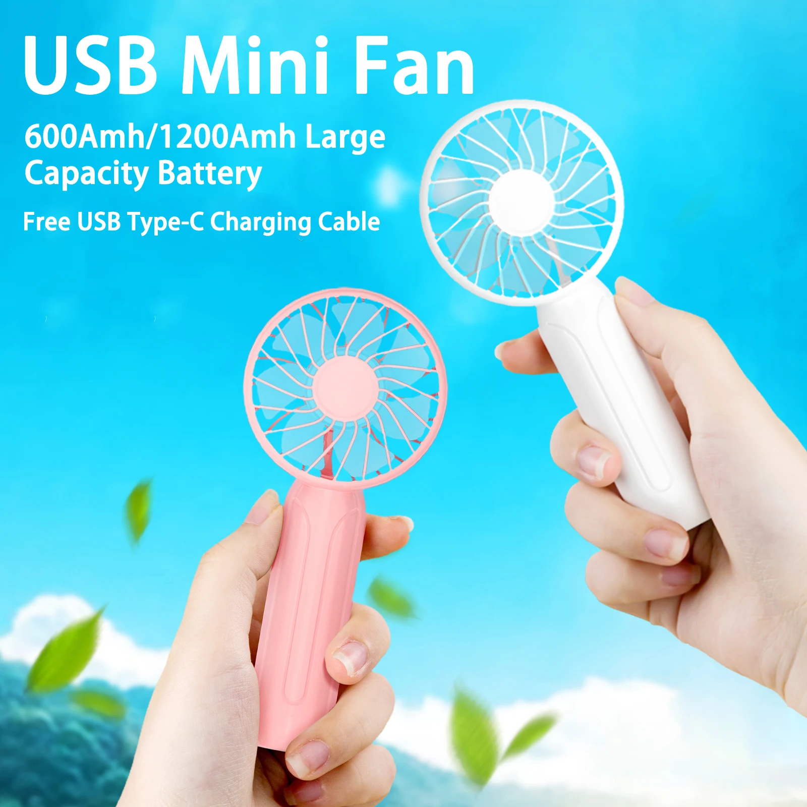 USB Mini Handheld Fan Outdoor Mini Creative Office Desks Mute Charging