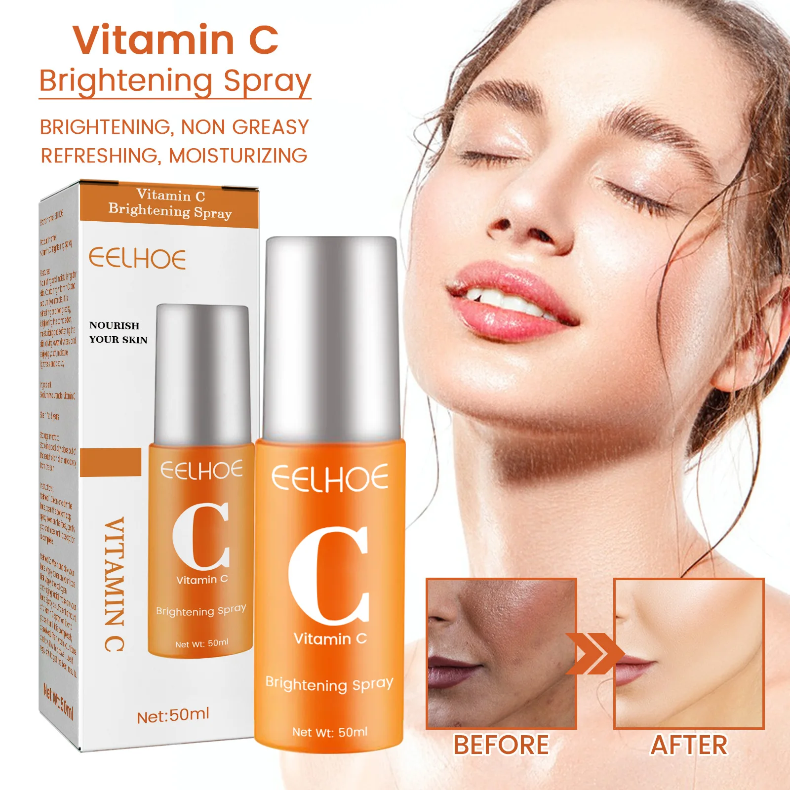 Siero viso sbiancante per lentiggini alla vitamina C Rimuovi le macchie scure Dissolvenza Melasma Anti-età Illumina Tonico idratante all'essenza_voghion.com