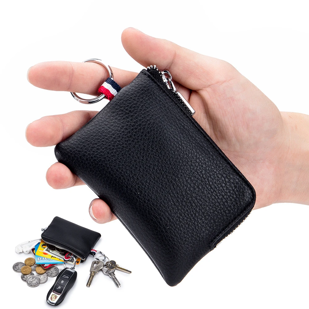Coin Purse Card Wallet Coin Wallet Change Bag Card Holders Genuine Leather Mini Coin Purse for Men Cowhide Wallets Small Coin Pocket Card Holder Mini Money Bag Portable Clutch Bags