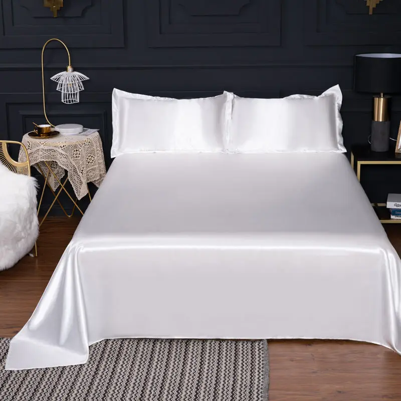 Ice Silk Bed Sheet Satin Sheet Pillowcase Single Bed Cover Full Bed Linens Double Bed Sheets Mattress Pad Bedspread 13 Color 5