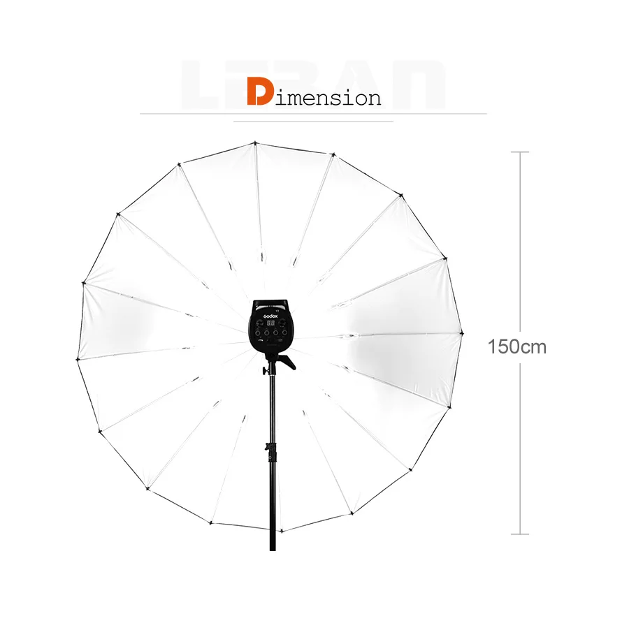 60" (150cm) White - Black Reflective Light Umbrella for Studio Photography Light