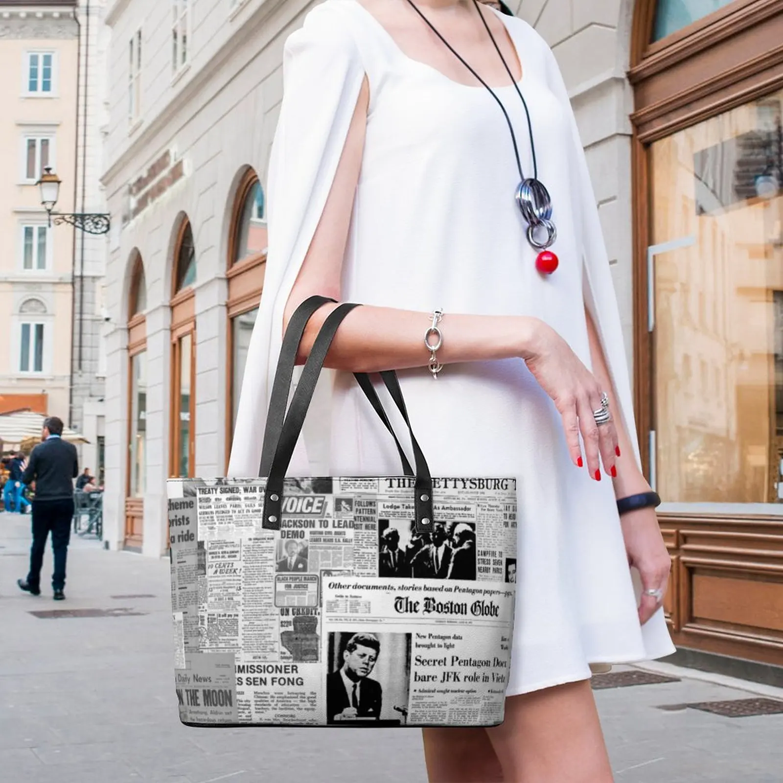 Women Retro Bags Tote Purse Luggage Bag Travel Handbag Vintage Newspaper  Design Water-repellent Bag - Walmart.com