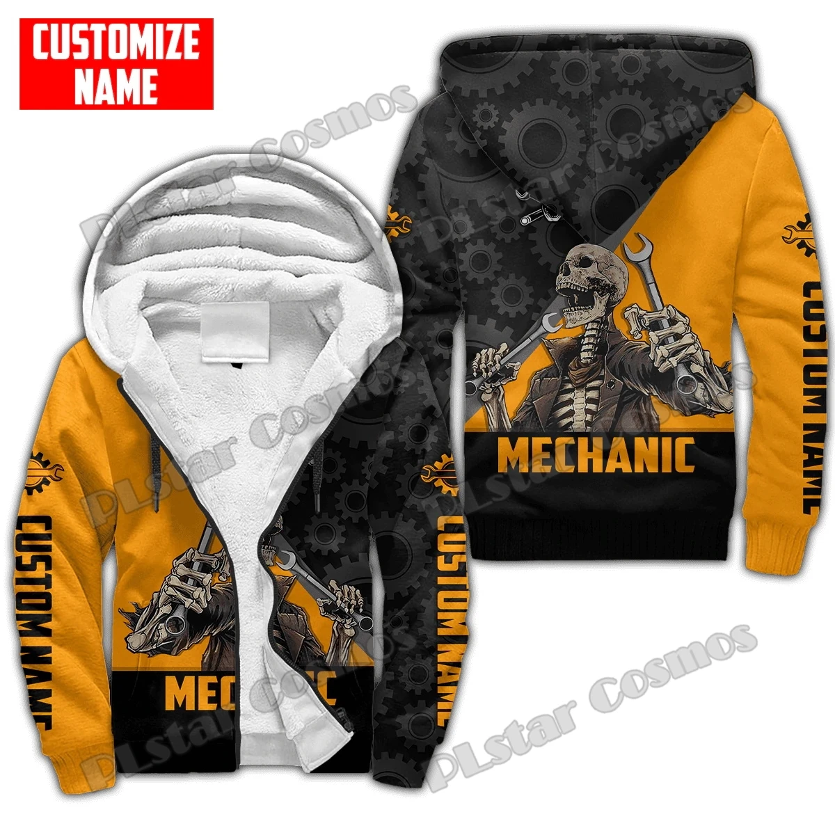Personalisierte Name Mechaniker 3D All Over Gedruckt Fleece Zipper Hoodies Männer Frauen Winter Warme Doppel Plus Samt Casual Jacke JR04 – Detail 10