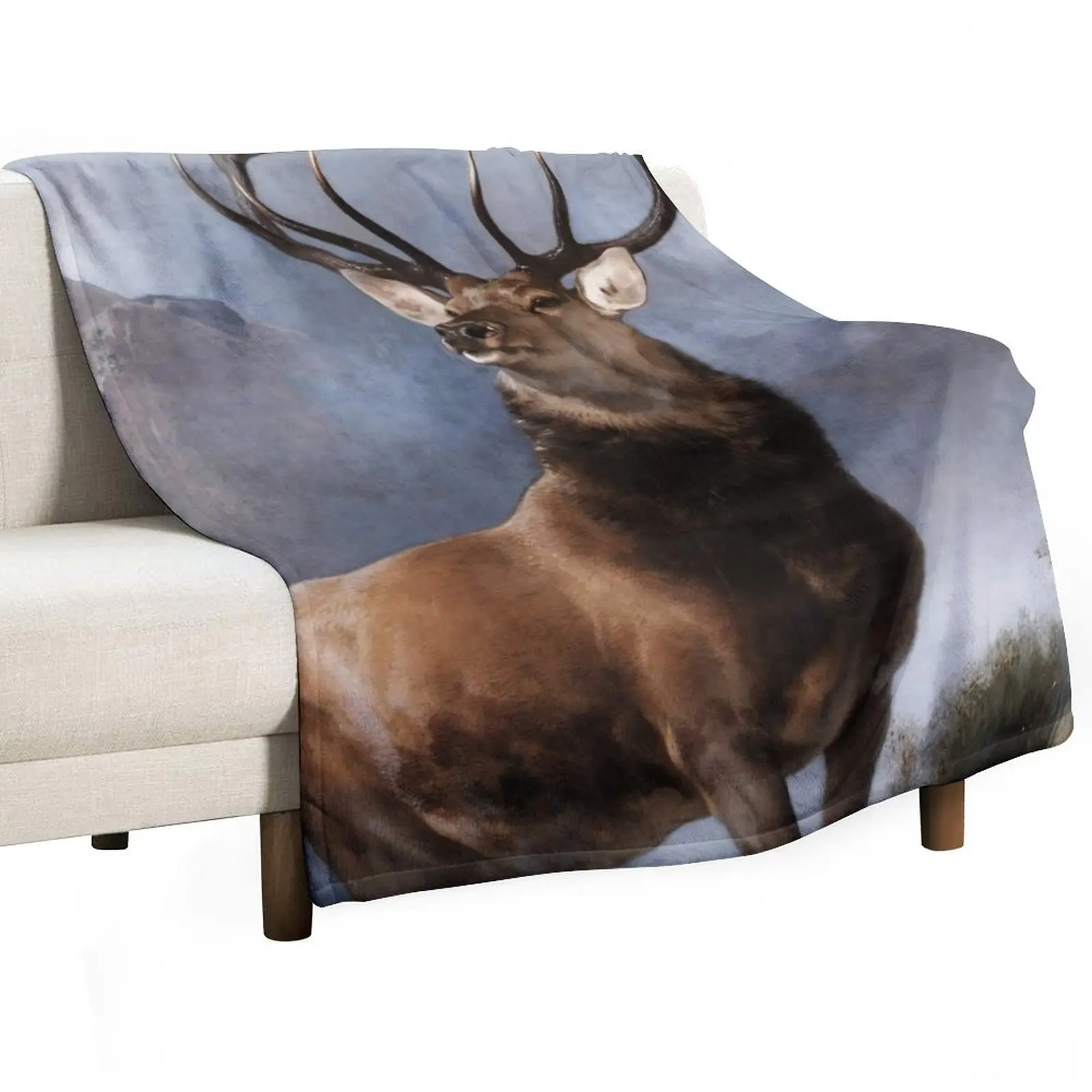 

stag Throw Blanket Quilt Travel Soft Plaid Blankets