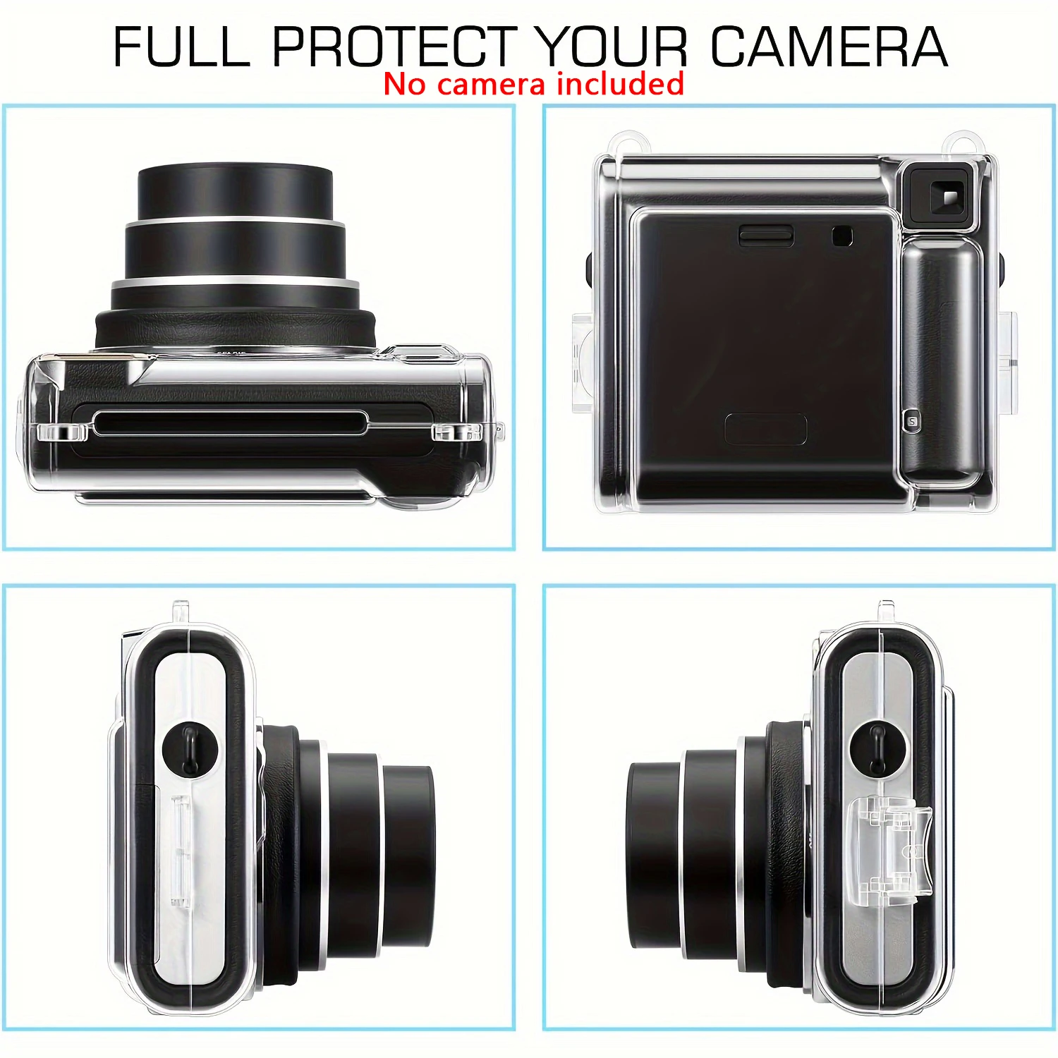 1pc for Fujifilm Instax Square SQ40 Instant Camera Case-Crystal Hard PVC Case with Adjustable and Removable Strap
