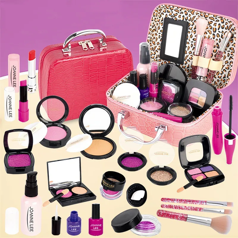 Children Makeup Cosmetics Pretend Playing Box Princess Make Up Girl Toy Play Set Lipstick Eye Shadow Safety Nontoxic Kit Toy Kid makeup toy princess pretend toys cosmetics set