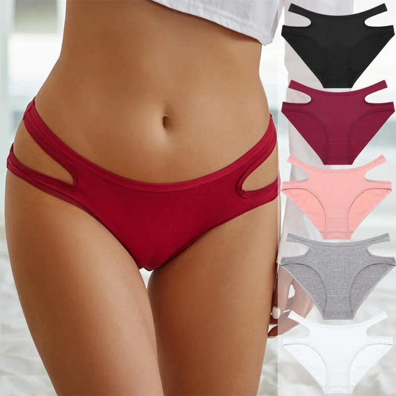 

Cotton Women's Underwear Hollow Waist Design Sexy Underwear Women's Tight Underwear Solid Color Underwear Soft Girls' Underwear