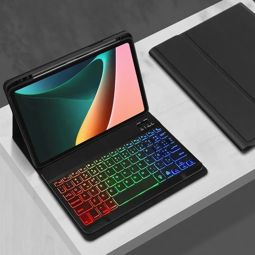Universal 11-Inch Tablet Case with Detachable Multilingual Backlit Keyboard