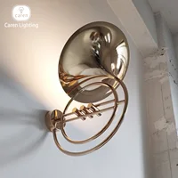Caren Lighting Wall Light Vienna Horn Inspired Decorative Lighting Fixture 6 Valve Buttons gold chrome LED Premium Polished 4