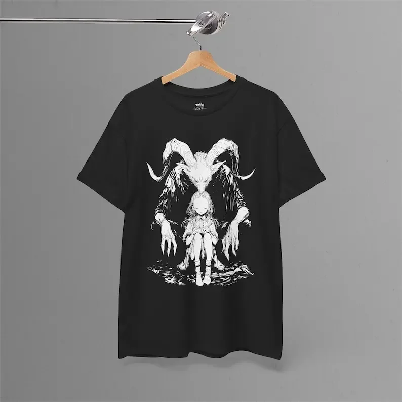 

A Girl with Baphomet T-Shirt